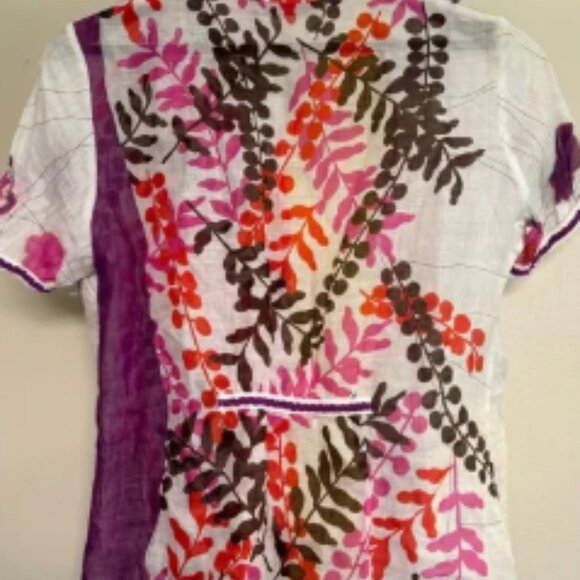 Anathea By PARAKIAN Colorful Button-Up Shirt 100% RAMIE SZ 44 made in Italy - Picture 5 of 10